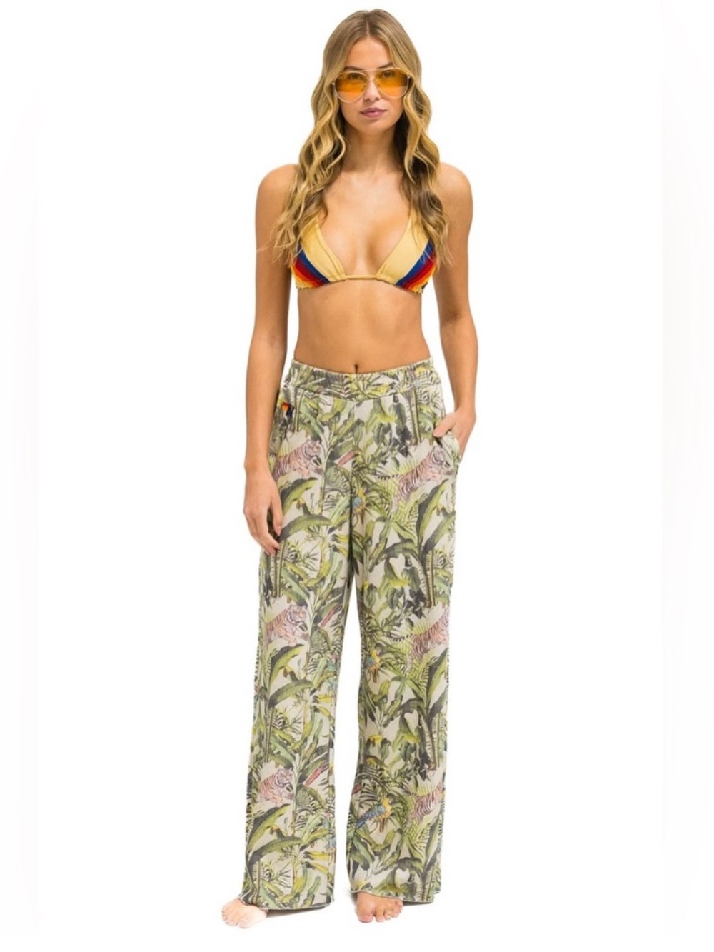 Aviator Nation Jungle wide leg pocket sweatpants - Sand